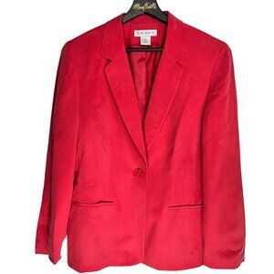Chaus Pink Silk Blazer Size 12 Single-Button Closure Long Sleeves 12